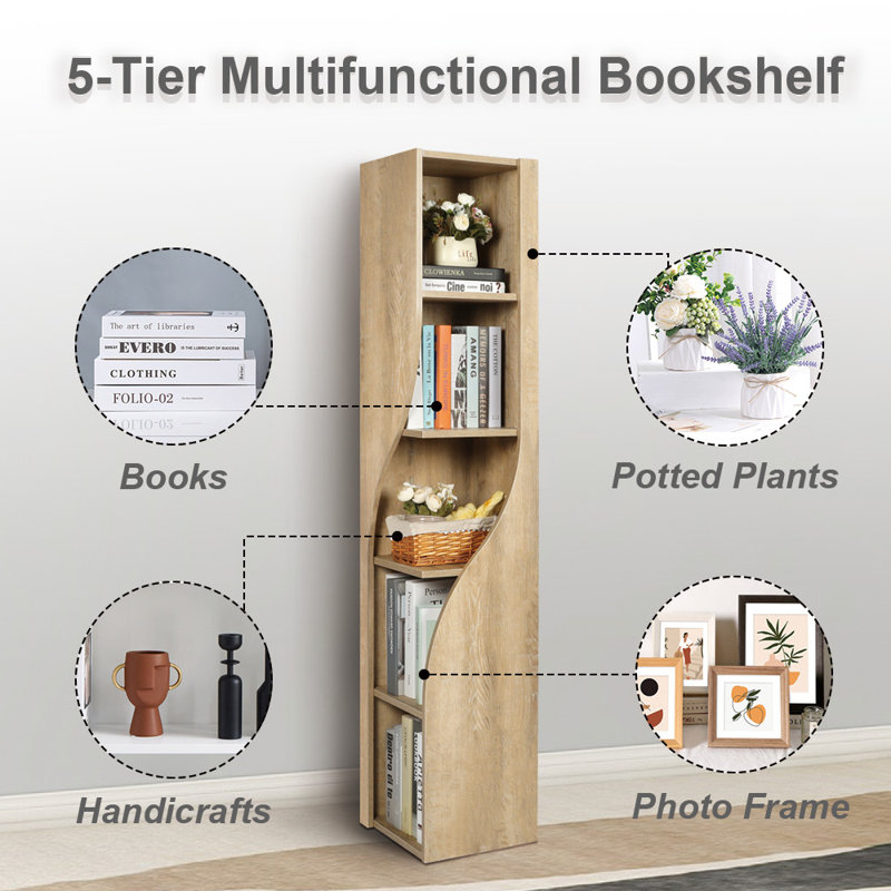 Union Rustic Wall Corner Bookcase Tall Bookshelf Storage Organizer 5